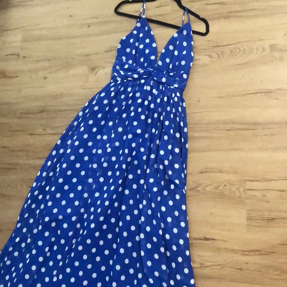 Minnie Mouse ballgown dress blue & white polka dot